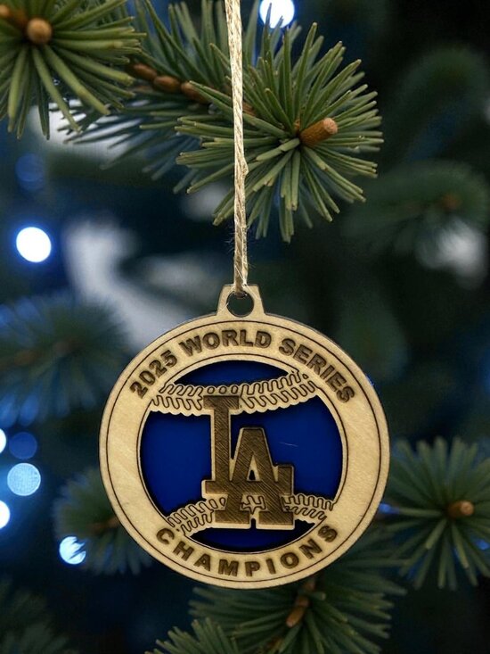2025 Los Angeles Dodgers World Series Champions Ornament | Laser Engraved Wood - Picture 1 of 3